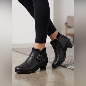 Bio Heels ortho cushion Black Leather Ankle Booties woman